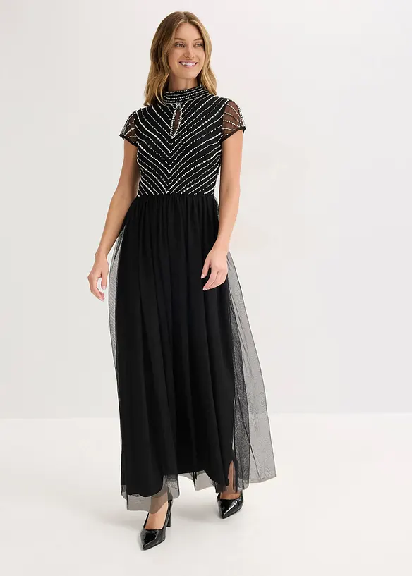 Robe longue avec haut brod&eacute; de perles, bonprix