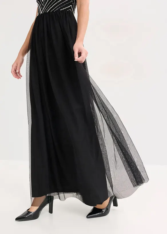 Robe longue avec haut brod&eacute; de perles, bonprix