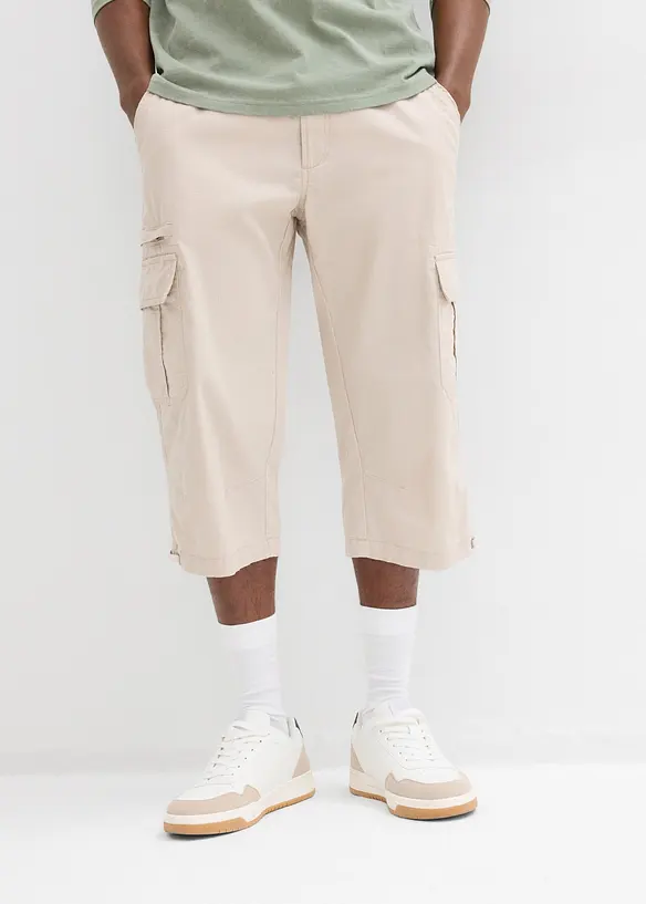 Bermuda long poches cargo regular 100% coton, bonprix