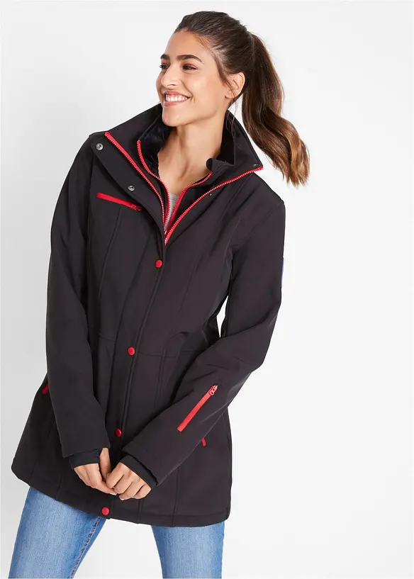 wasserabweisende Stretch-Softshell-Longjacke, bonprix