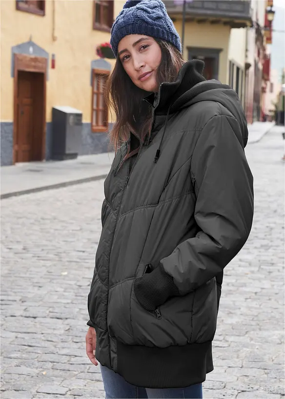 Veste matelass&eacute;e &agrave; finitions &eacute;lastiqu&eacute;es et capuche, bonprix