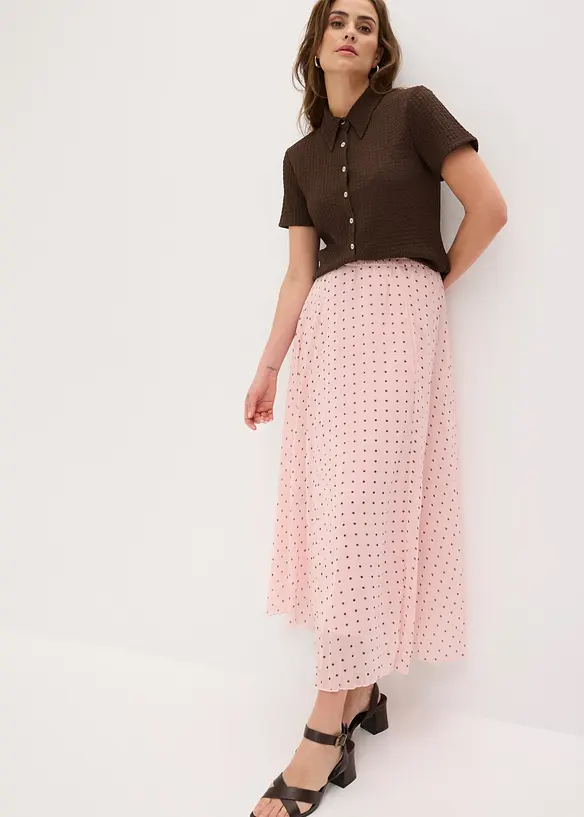 Jupe en mousseline effet froiss&eacute;, bonprix