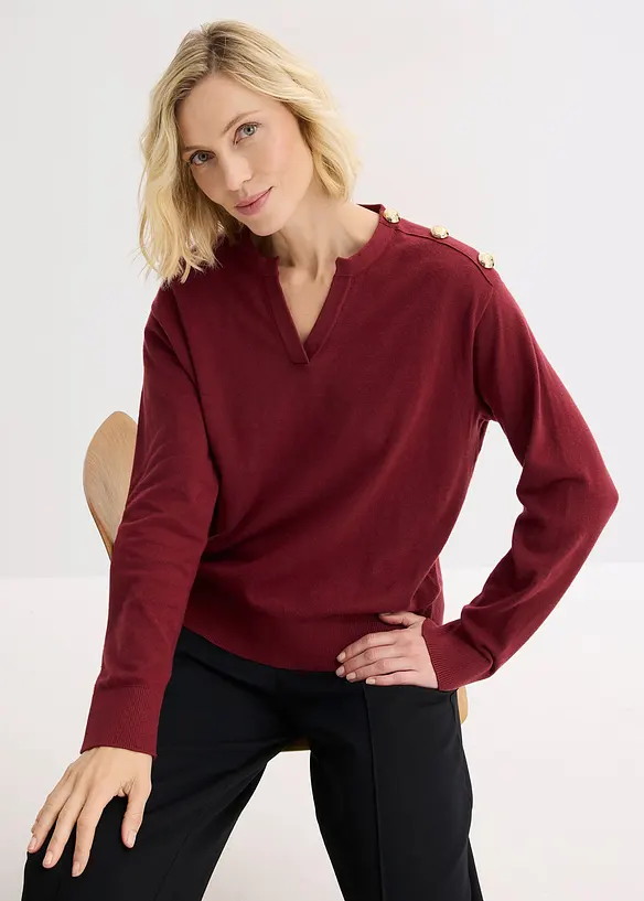 Pull en maille avec boutons, bonprix