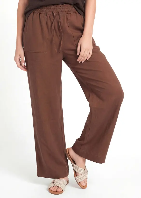 Pantalon large et fluide en lyocell m&eacute;lang&eacute;, bonprix