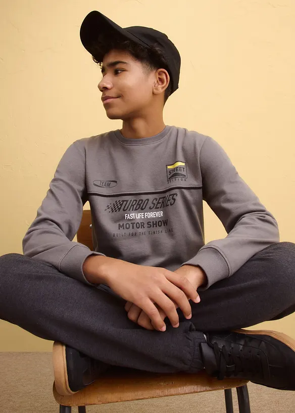 Sweat-shirt doux en coton m&eacute;lang&eacute;, bonprix