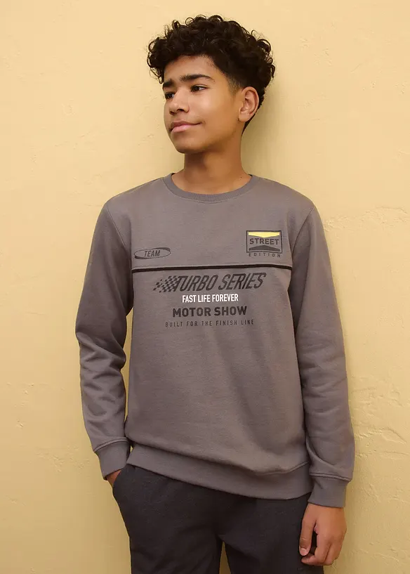 Sweat-shirt doux en coton m&eacute;lang&eacute;, bonprix