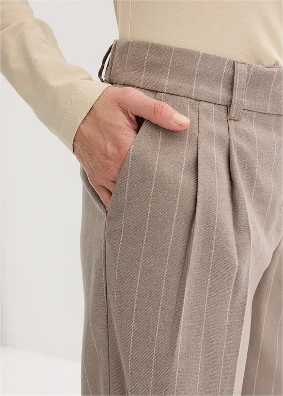 Pantalon large &agrave; pinces et rayures tennis, bonprix