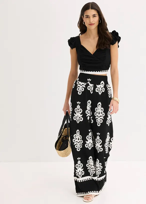 Pantalon taille haute en jersey, bonprix