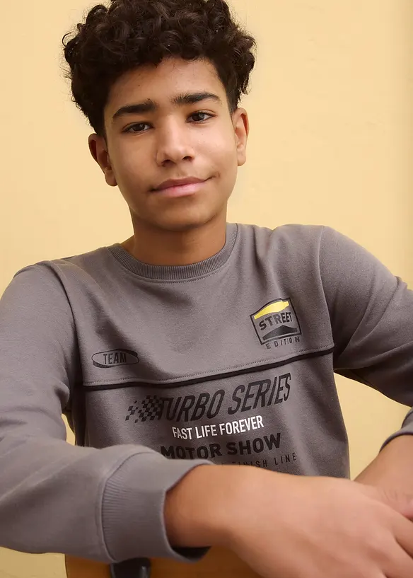 Sweat-shirt doux en coton m&eacute;lang&eacute;, bonprix