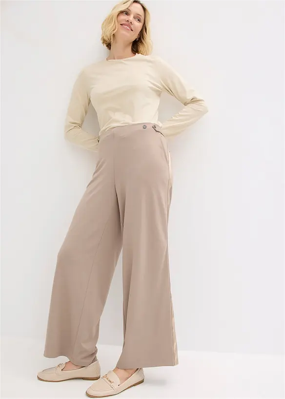 Pantalon en jersey &agrave; patte d&eacute;corative, bonprix
