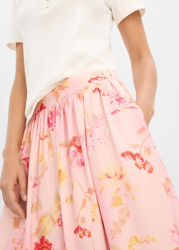 Jupe longue en cr&ecirc;pe l&eacute;ger, bonprix