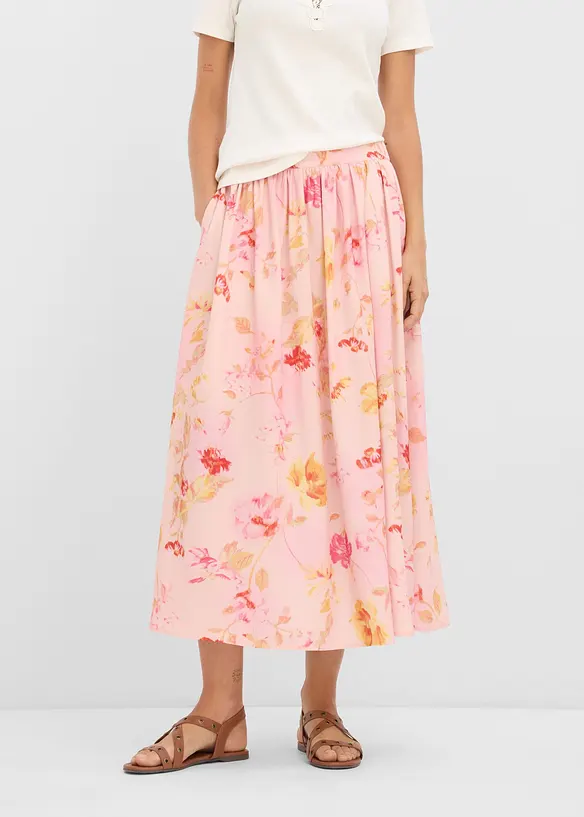 Jupe longue en cr&ecirc;pe l&eacute;ger, bonprix