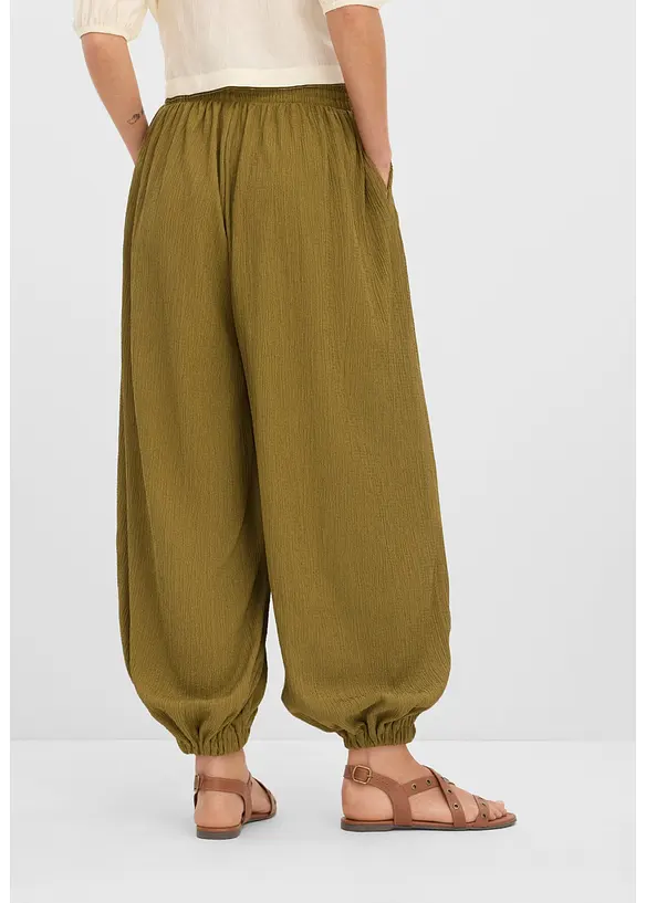 Pantalon sarouel en cr&ecirc;pe textur&eacute;, bonprix