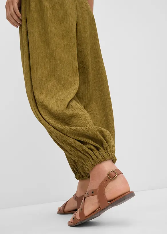 Pantalon sarouel en cr&ecirc;pe textur&eacute;, bonprix