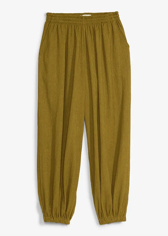 Pantalon sarouel en cr&ecirc;pe textur&eacute;, bonprix