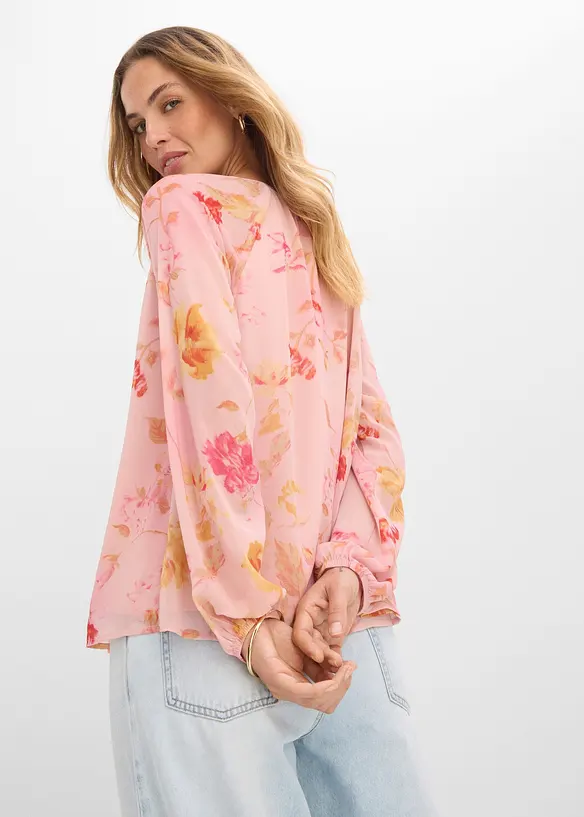 Blouse en mousseline avec liens &agrave; nouer, bonprix