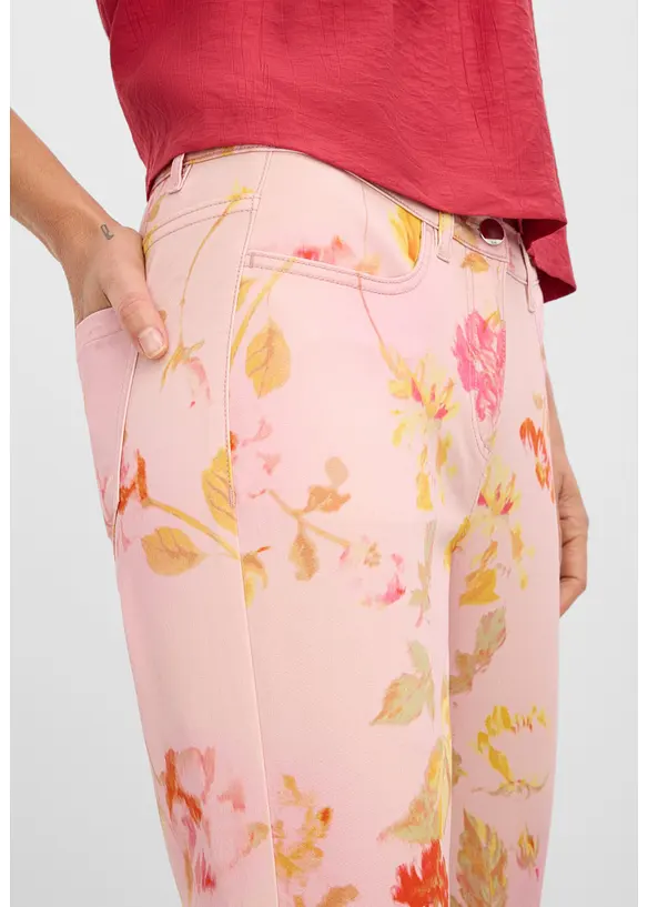 Pantalon extensible &agrave; imprim&eacute; floral, bonprix