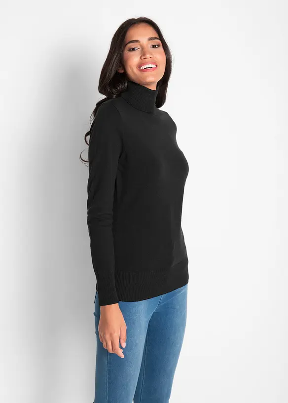 Pull col roul&eacute; basique, bonprix