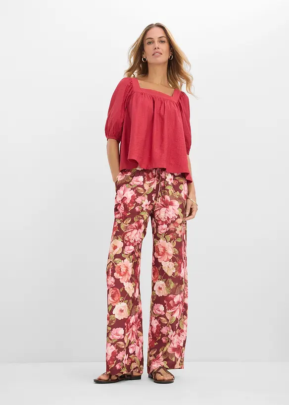 Pantalon large &agrave; pinces, bonprix