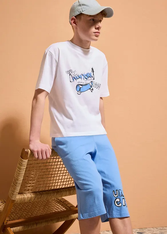 T-shirt loose et bermuda long en jersey 100% coton (ens. 2 pces), bonprix