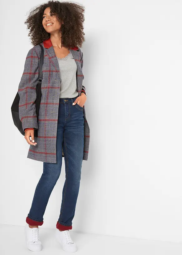 Jean droit taille haute, thermique, bonprix