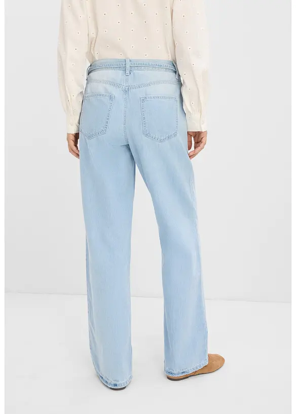 Wide-Leg-Jeans, Mid Waist, mit G&uuml;rtel, bonprix