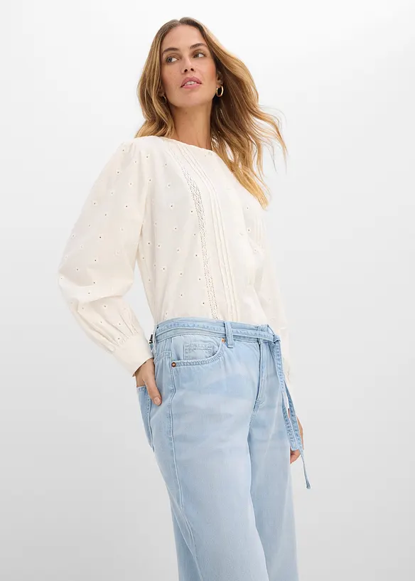 Wide-Leg-Jeans, Mid Waist, mit G&uuml;rtel, bonprix