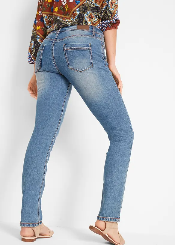 Jean droit taille mi-haute, extensible, bonprix