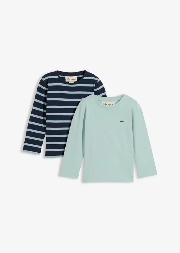 Langarmshirt aus reiner Bio-Baumwolle (2er Pack), bonprix
