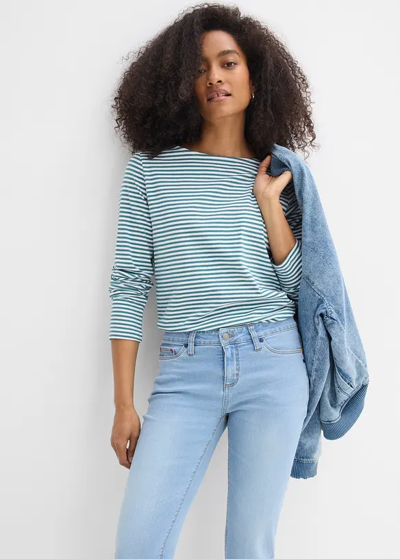 Jean droit taille mi-haute, extensible, bonprix