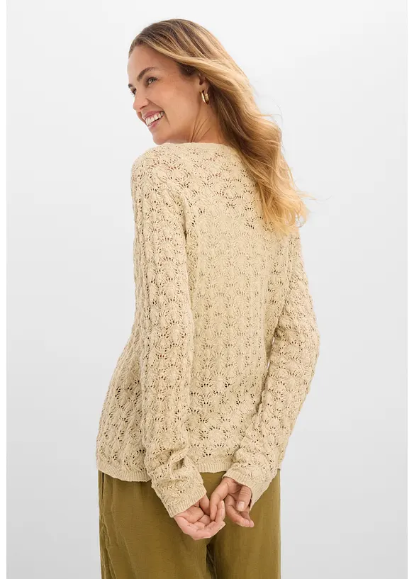 Gilet en maille ajour&eacute;e 100% coton, bonprix