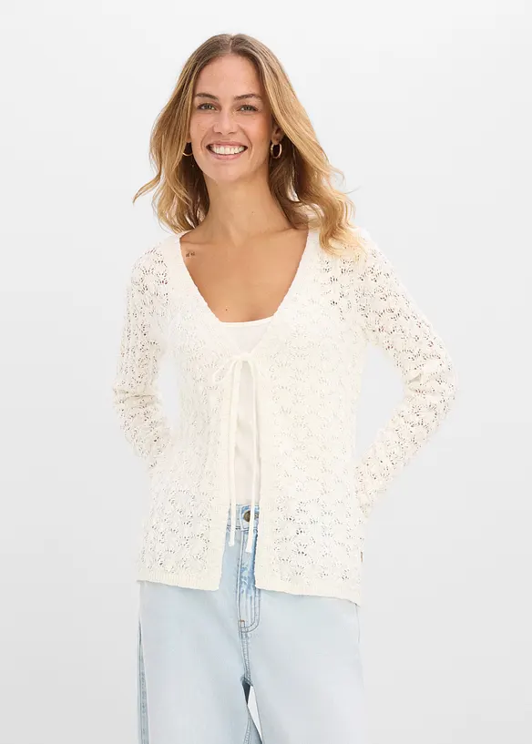 Gilet en maille ajour&eacute;e 100% coton, bonprix