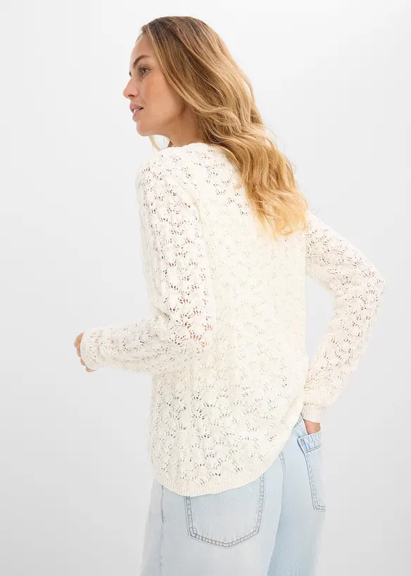 Gilet en maille ajour&eacute;e 100% coton, bonprix
