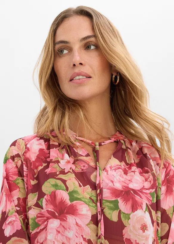 Blouse en mousseline &agrave; volants, bonprix