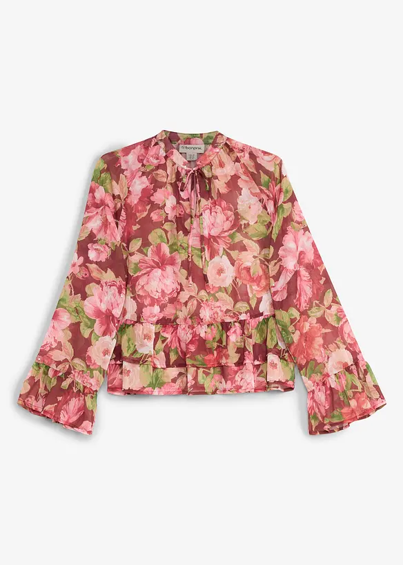 Blouse en mousseline &agrave; volants, bonprix