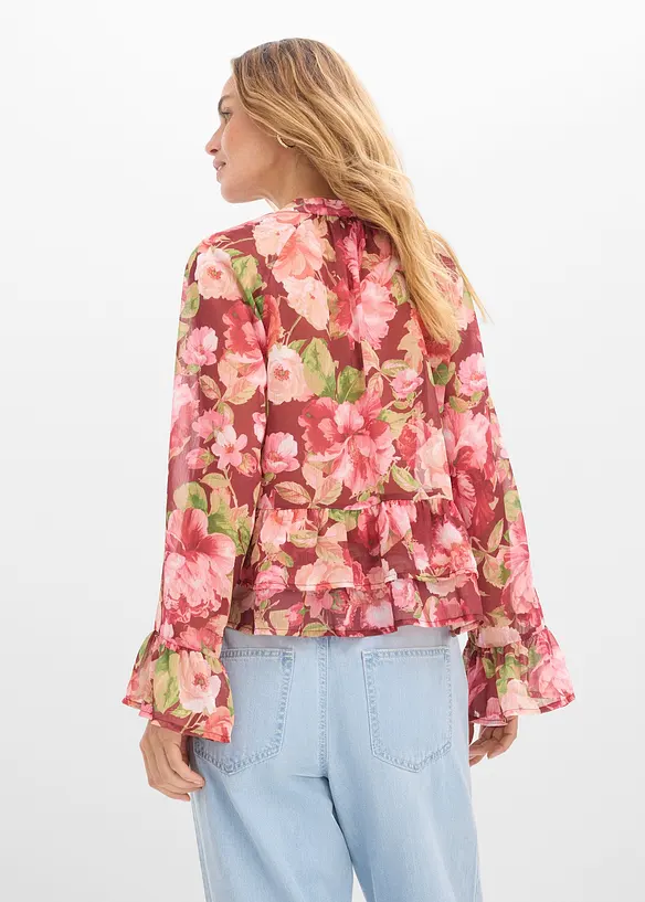 Blouse en mousseline &agrave; volants, bonprix