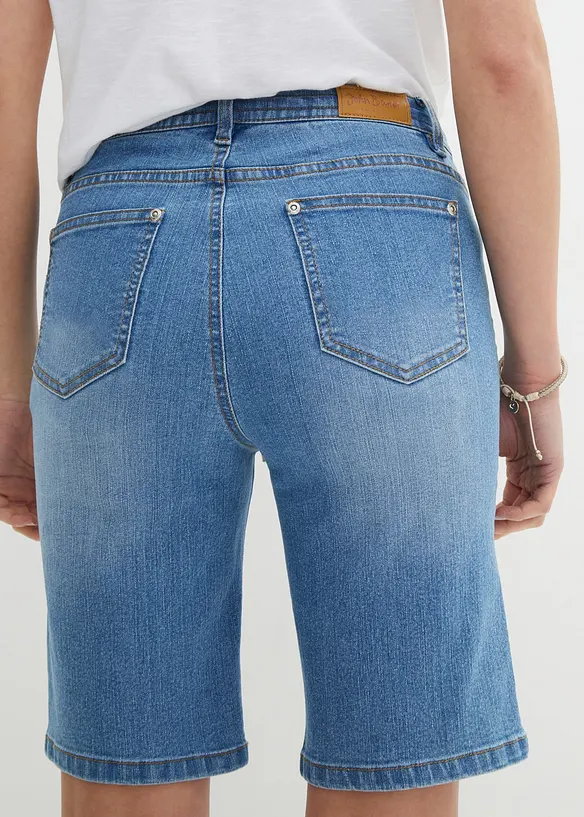 Bermuda slim en jean, taille mi-haute, bonprix