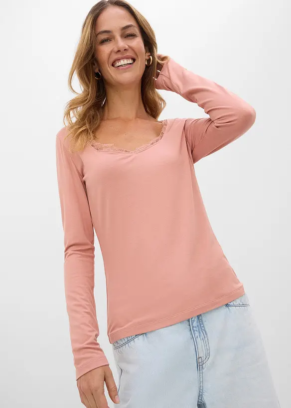 T-shirt manches longues doux, bonprix