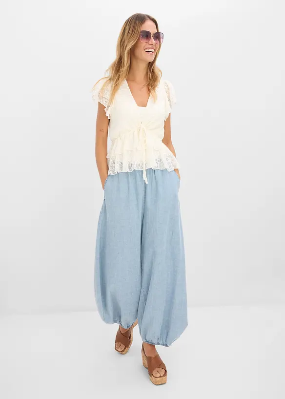 T-shirt court en dentelle, bonprix