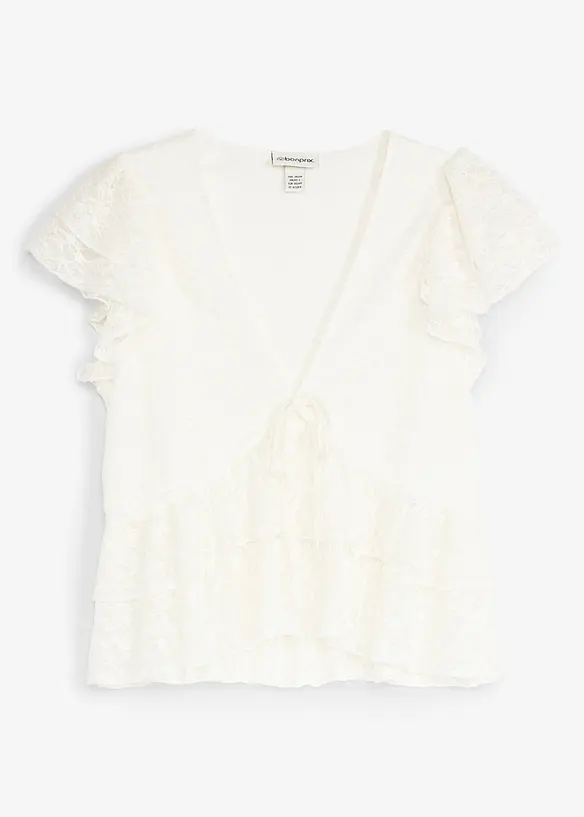 T-shirt court en dentelle, bonprix