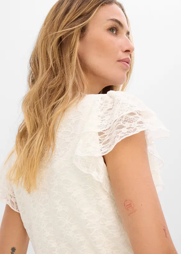 T-shirt court en dentelle, bonprix