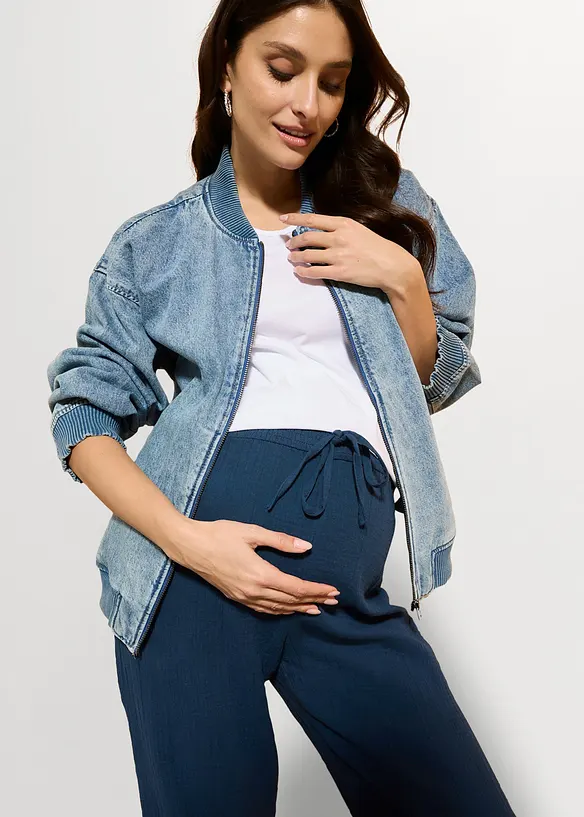 Pantalon de grossesse confortable &agrave; taille smock&eacute;e, gaze 100% coton, bonprix