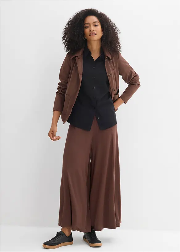 Chemisier manches courtes cintr&eacute; et extensible en coton majoritaire, bonprix