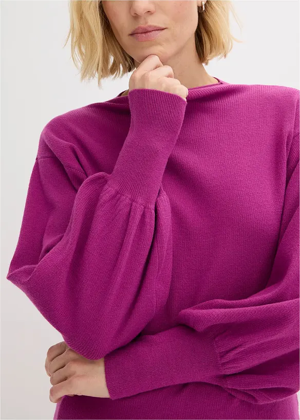 Pull en maille &agrave; manches ballon, bonprix
