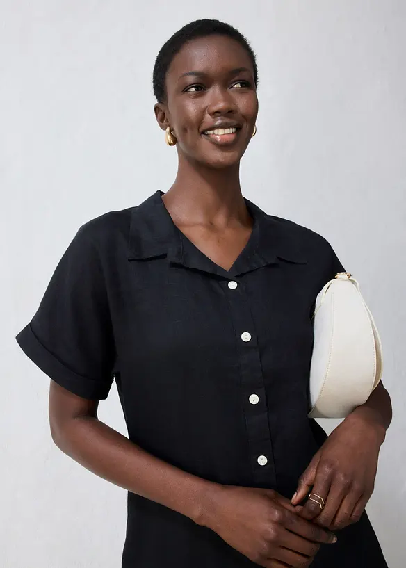 Kaftan-Kleid aus reinem Leinen mit Stickerei, bonprix