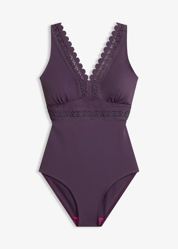Maillot 1 pi&egrave;ce &agrave; empi&egrave;cements d&eacute;coup&eacute;s au laser, bonprix
