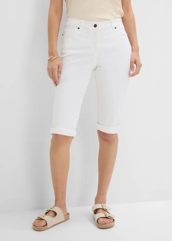 Jeans Bermuda Mid Waist mit gekrempeltem Saum, bonprix