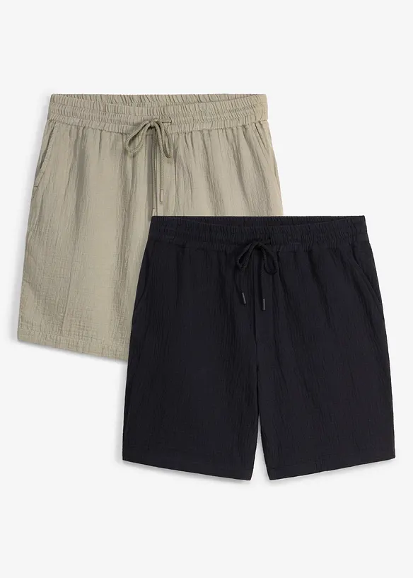 Lot de 2 shorts en gaze 100% coton, bonprix