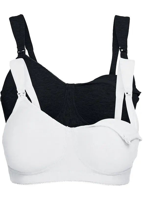 Lot de 2 soutiens-gorge d&rsquo;allaitement coton sans armatures, bonprix