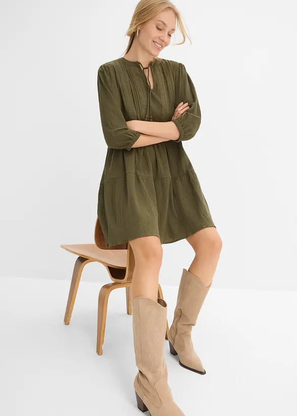 Blusenkleid aus reiner Baumwolle, bonprix